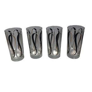 Vintage Set of (4) Libbey Gold Coins Collins Glasses - Tumblers / MCM Barware